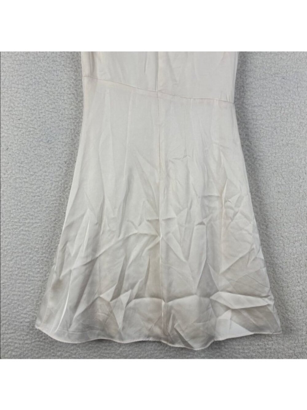 NWT DKNY Womens Cream Asymmetric Pleated Bodice Ruffle Dress Petite Size 0P - Picture 9 of 16